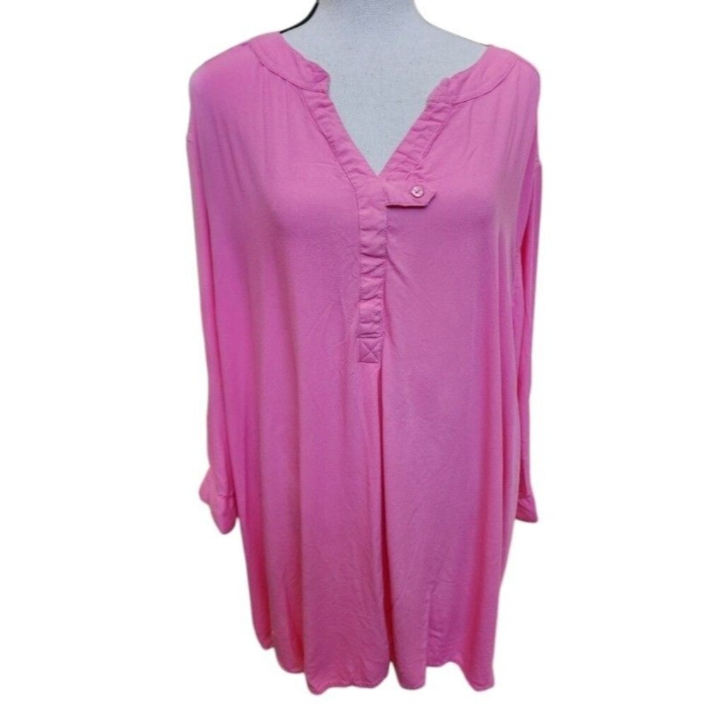 Woman Within Pink Tunic Size 4X Flowy Cool Lightweight Rayon